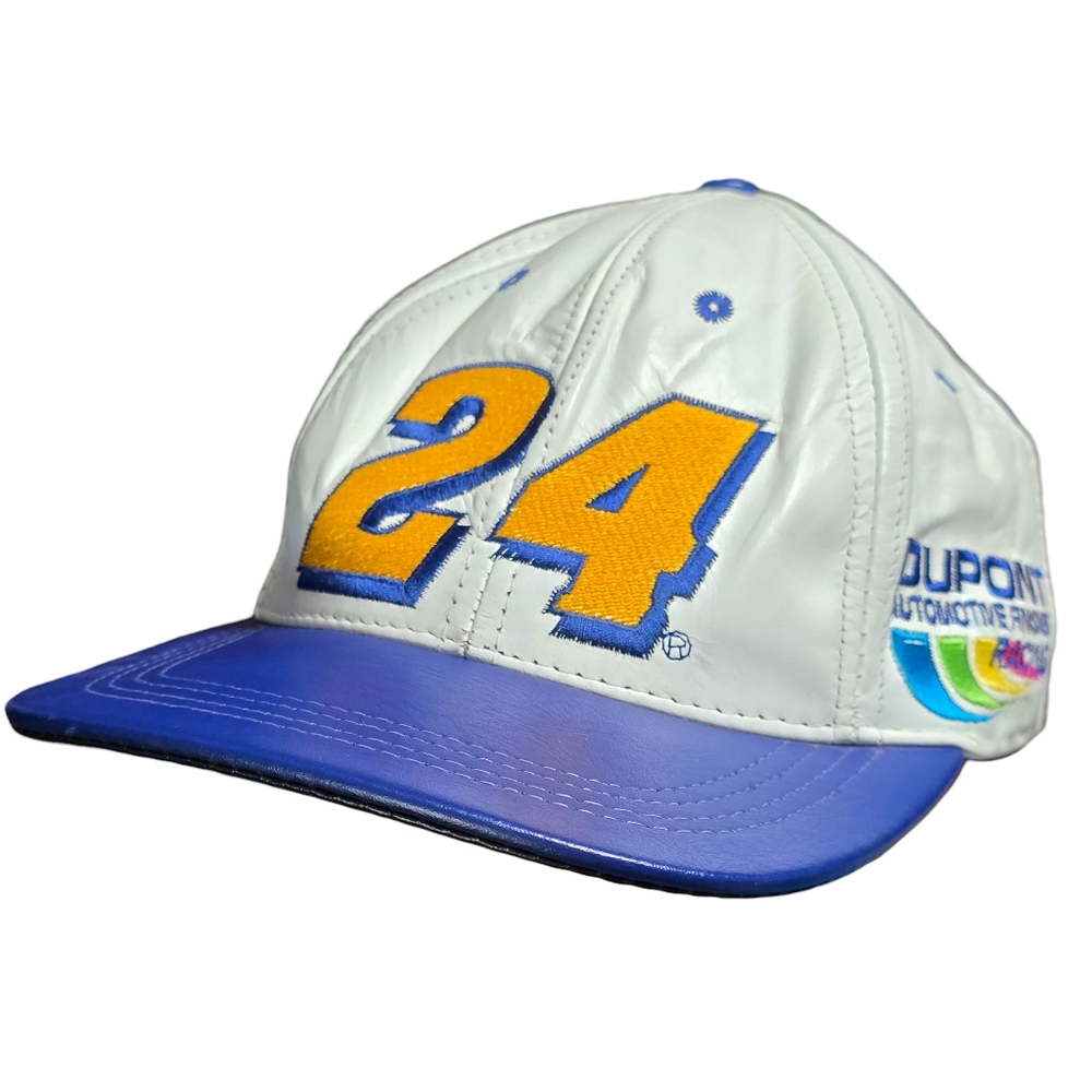 Men's Vintage Jeff Gordon Cap NASCAR #24 Leather Adjustable Hat JH Design